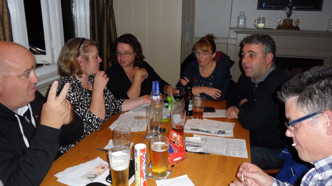 Joe Kearney’s winning pub quiz team at our recent support group event at The Chandos Arms in Western Turville